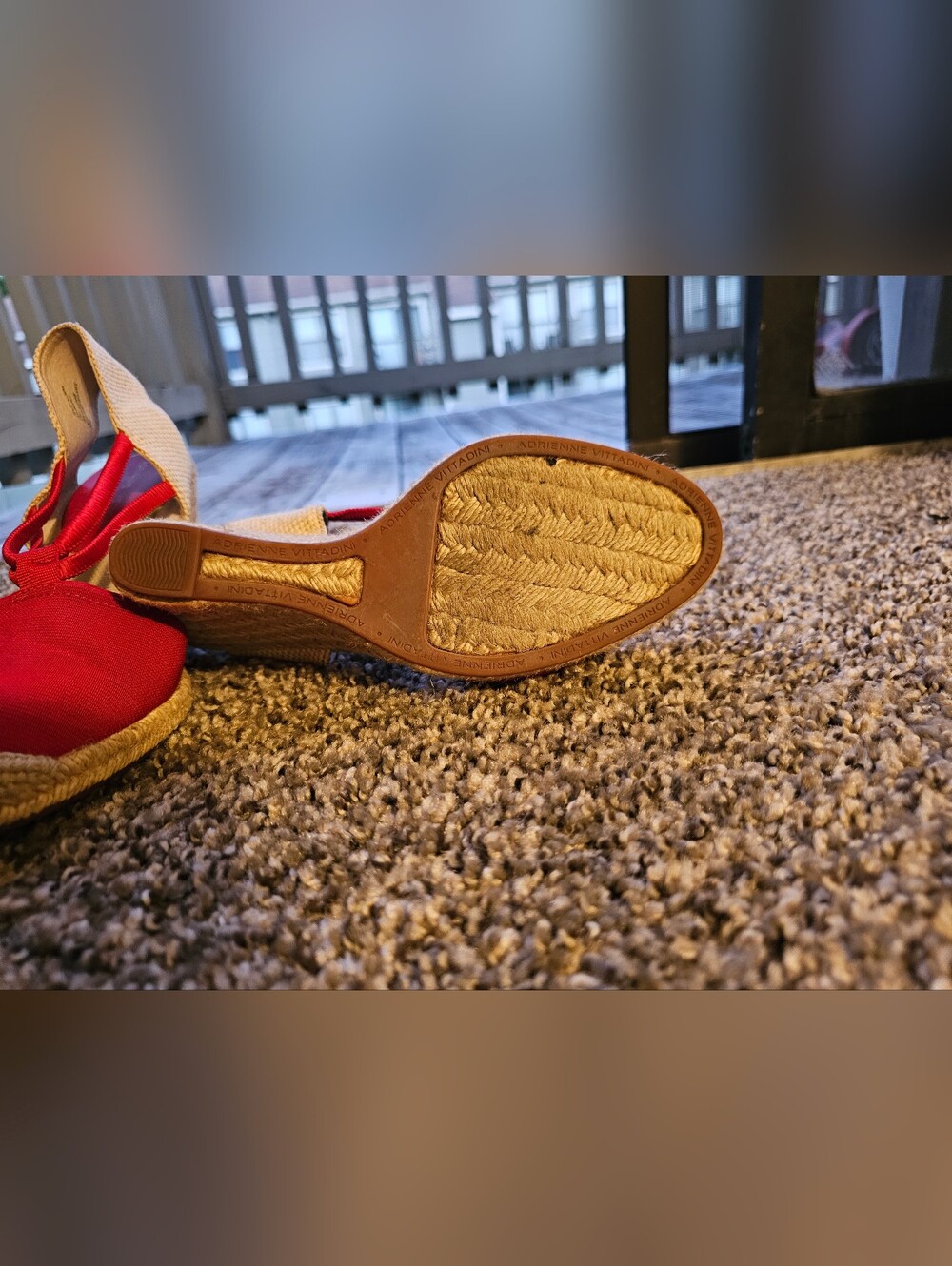 Adrienne Vittadini NWOB Women’s Red Strappy Wedge Sandals Size 8.5 - Picture 5 of 7